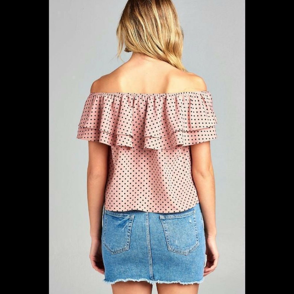 Casual Top Short Sleeve Polka Dot Loose Blouse - Picture 2 of 4